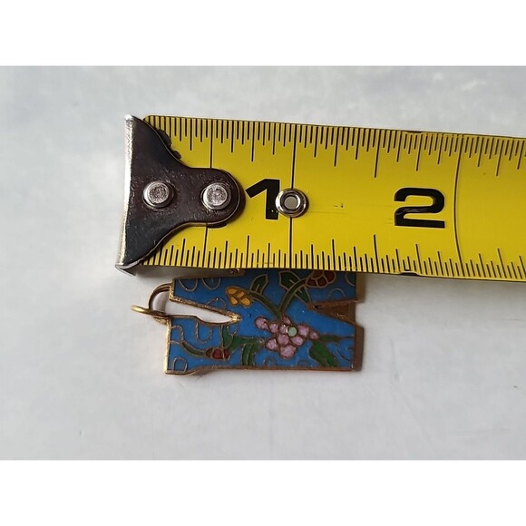 Cloisonne Floral Letter W Shaped Pendant Vintage - Picture 8 of 10